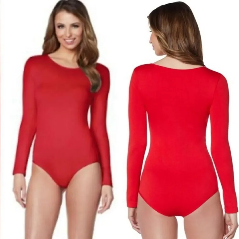 🔹️NIB Spirit Red Long Sleeve Bodysuit Small/Medium - Picture 4 of 7